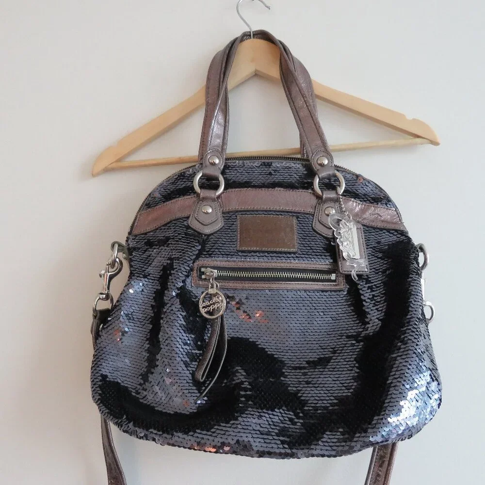 COACH Limited Edition Poppy Spotlight Sequin Metallic Top Handle Crossbody Bag - Picture 2 of 15